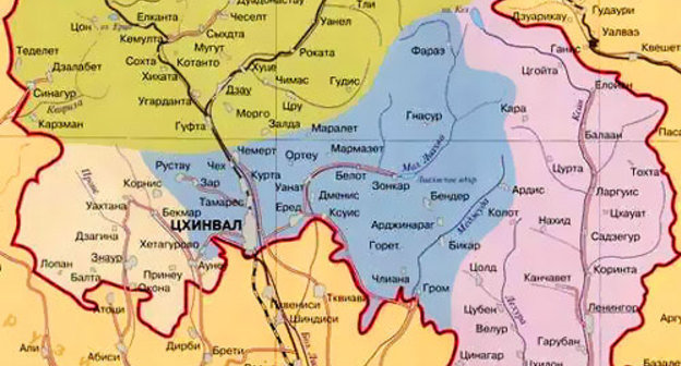 Южная Осетия на карте. Карта с сайта http://map-site.narod.ru