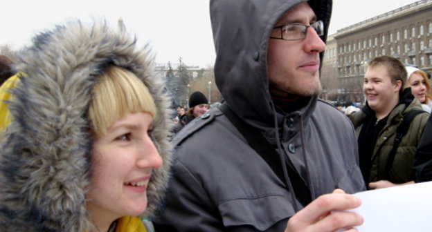 Волгоград, 10 декабря 2011 г. Молодежь на митинге против фальсификации выборов. Фото Вячеслава Ященко для "Кавказского узла"