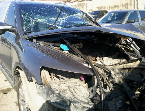 Автомобиль Ахмеда Бабгоева после ДТП на автодороге Нальчик-Прохладный. 18 августа 2013 г. Фото предоставлено пресс-службой ГИБДД по КБР Автомобиль Ахмеда Бабгоева после ДТП на автодороге Нальчик-Прохладный. 18 августа 2013 г. Фото предоставлено пресс-службой ГИБДД по КБР