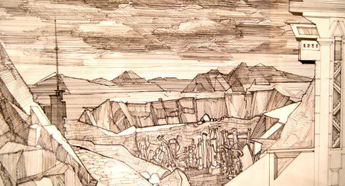 Работа Татьяны Веселовой "Техно-Тьма". Дагестан, Каспийск, 21 июня 2014 г. Фото Натальи Крайновой для "Кавказского узла"