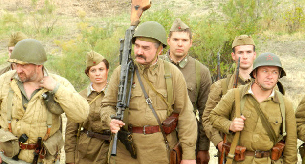 Участники реконструкции боя за Мамаев курган. Волгоград, 28 сентября 2014 г. Фото Татьяны Филимоновой для "Кавказского узла"