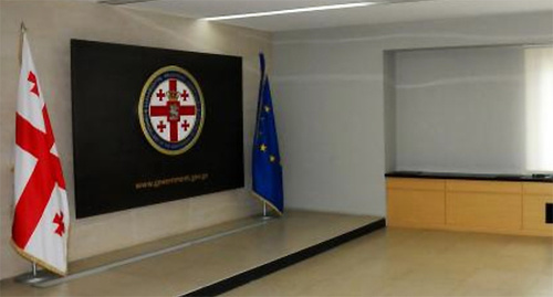Флаги Грузии и Евросоюза в канцелярии правительства Грузии. Фото: http://www.government.gov.ge/index.php?lang_id=ENG&sec_id=199 