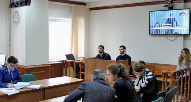 Во время видеоконференции в зале суда. Москва, 2 февраля 2015 г. Фото Магомеда Туаева для "Кавказского узла"