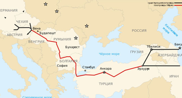 Схема маршрута газопровода Nabucco. Фото: Nabucco_Gas_Pipeline-fr.svg: Sémhur - Nabucco_Gas_Pipeline-fr.svg https://ru.wikipedia.org