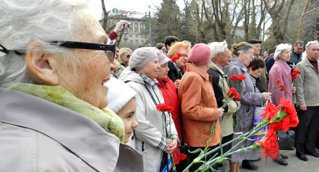 Акция памяти жертв фашистских концентрационных лагерей прошла в Волгограде. 10 апреля 2015 г. Фото Татьяны Филимоновой для "Кавказского узла"