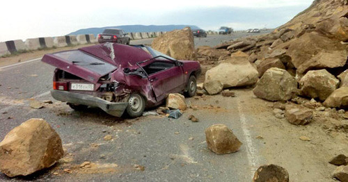 Оползень на Буйнакском перевале. Май 2015 г.
Фото предоставлено Агентством по транспорту Дагестана