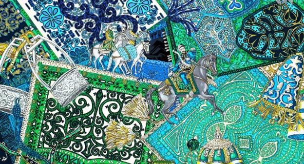 Фрагмент платка Hermès из коллекции CavaliersDuCaucase. Фото: Людмила Маратова для "Кавказского узла"