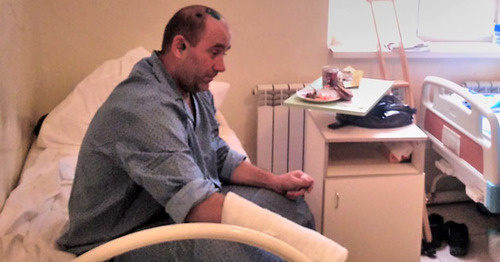 Избитый водитель Башир Плиев. Ингушетия. 10 марта 2016 г. Фото предоставлено Джамбулатом Оздоевым, уполномоченным по правам человека в республике Ингушетия