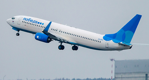 Самолёт авиакомпании "Победа". Фото: http://www.reina-tour.ru/Glavnaya/Novosti/Podrobnosti/ArticleId/2367/pobeda_nachalo_prodazh.aspx#.V-4RJ-uhpBc