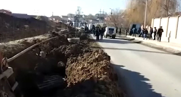 На месте взрыва газопровода в Назрани. 24 ноября 2016 г. Фото пользователя Whit You https://www.youtube.com/watch?v=pabvptKGSGM