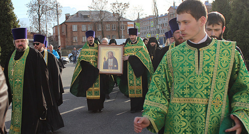 Икону привезли в Свято-Георгиевский собор во Владикавказе, где она и будет находится.  Фото Эммы Марзоевой для "Кавказского узла"