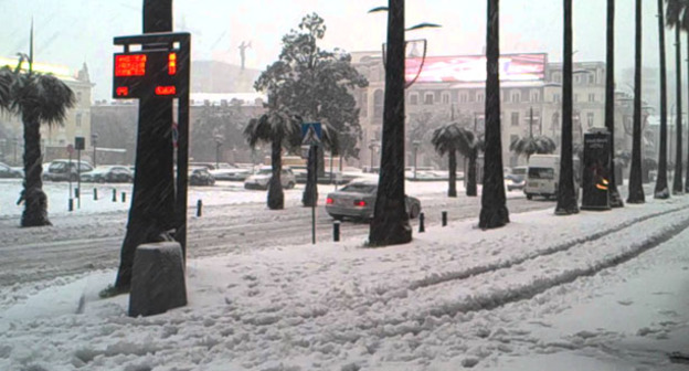 Снег в Батуми. Фото пользователя Сергей Айкуш https://www.youtube.com/watch?v=aF3koJZ6zH8