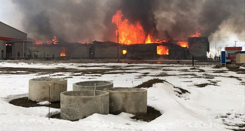 Пожар на мебельной фабрике Фото: vk.com/26stav
