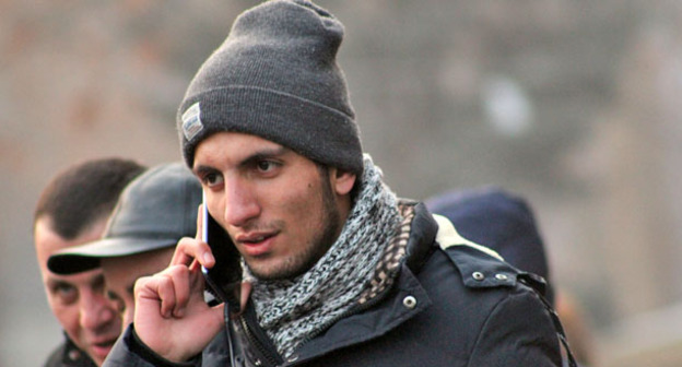 Организатор забастовки Шаген Арутюнян. Фото Армине Мартиросян для "Кавказского узла"