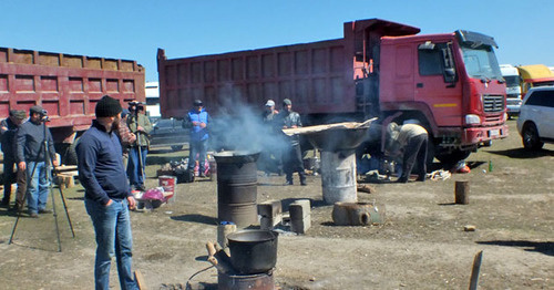 Лагерь дальнобойщиков, протестующих против системы "Платон". Дагестан, апрель 2017 г. Фото Патимат Махмудовой для "Кавказского узла"