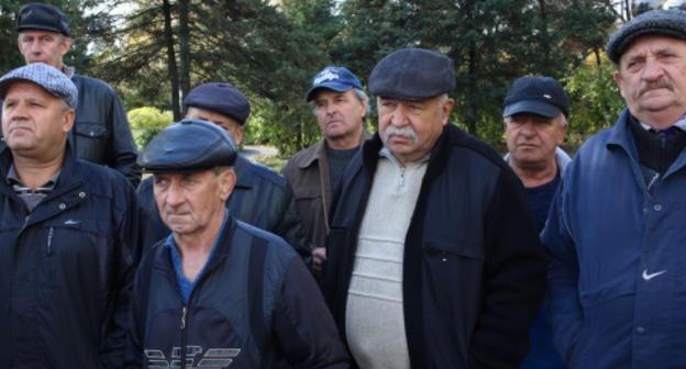 Шахтеры на пикете в Гуково. 23 октября 2017 года. Фото Вячеслава Прудникова для "Кавказского узла".