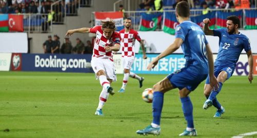 Игроки сборных Хорватии и Азербайджана. Фото Азиза Каримова для "Кавказского узла".