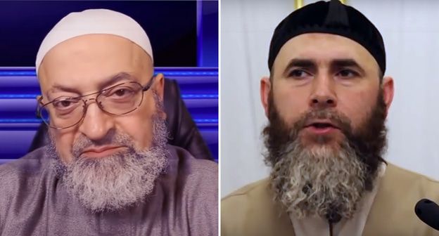 Ливанский богослов Абдуррахман Димашкия и  муфтий Чечни Салаху Межиеву. Фото: кадры видео  https://www.youtube.com/watch?time_continue=381&v=HIxjvVM7pTM&feature=emb_logo,  
 http://www.dumchr.ru/single-post/2019/01/26 коллаж "Кавказского узла"