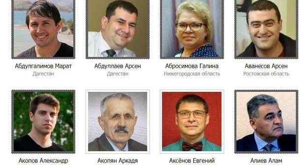 Столкнувшиеся с уголовным преследованием российские Свидетели Иеговы*, в том числе из регионов Юга России. Фрагмент страницы одного из сайтов, где собрана информация об уголовных делах против верующих.