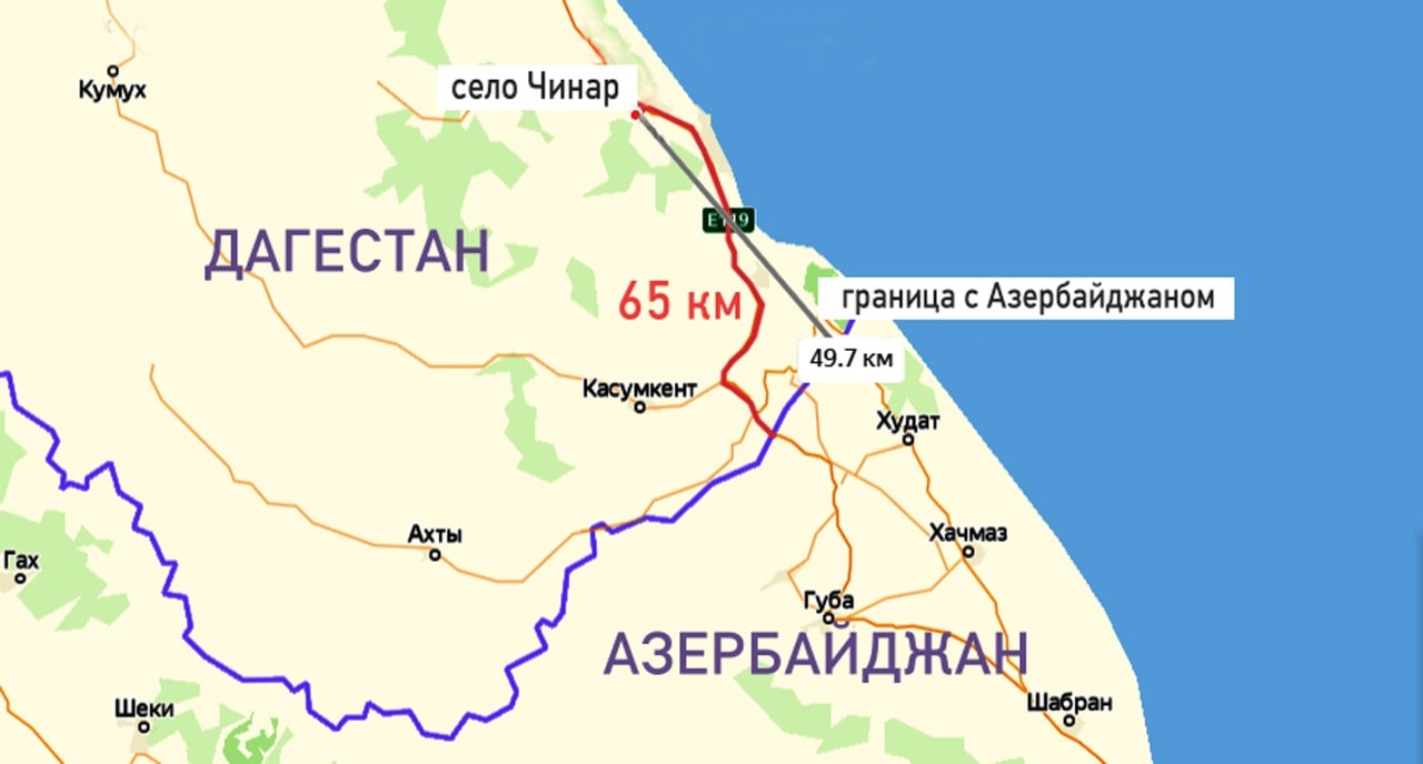 Карта дагестана граница с азербайджаном