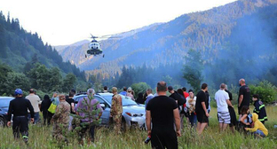 Спасательная операция в районе оползня в Шови 4 августа 2023 г. Фото: пресс-служба МВД Грузии
