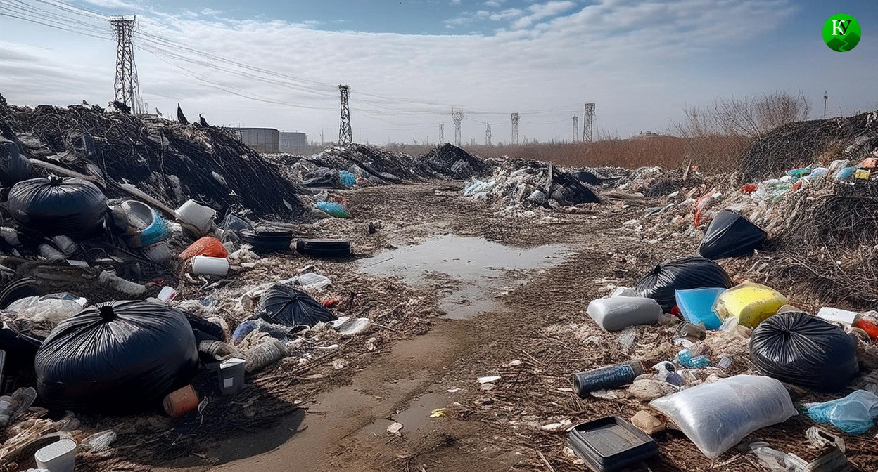 Свалка мусора. Иллюстрация создана «Кавказским узлом» с помощью ИИ в программе Photoshop
