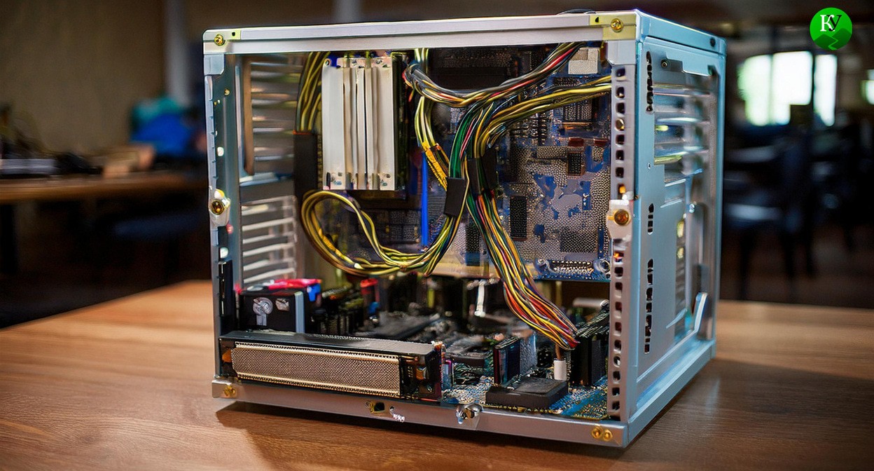 Майнинг-ферма. Иллюстрация создана "Кавказским узлом" с помощью ИИ в программе Photoshop