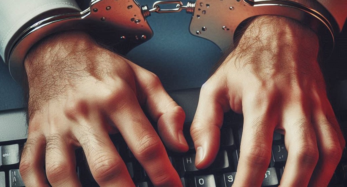 Руки комментатора в наручника. Иллюстрация создана «Кавказским узлом» с помощью ИИ в программе Copilot