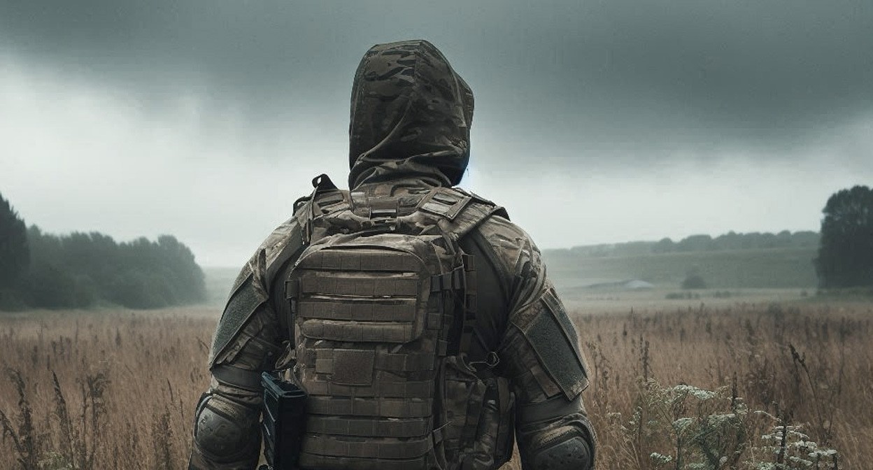 Военный на СВО. Иллюстрация создана «Кавказским узлом» с помощью ИИ в программе Copilot