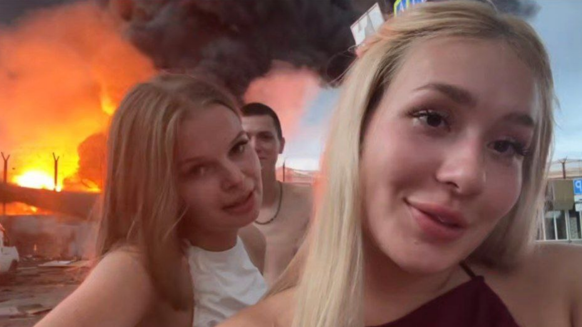 Полиция Кубани 03.08.25 разместила скриншот из ролика на фоне горящей нефтебазы, https://t.me/mvd_23/12146.