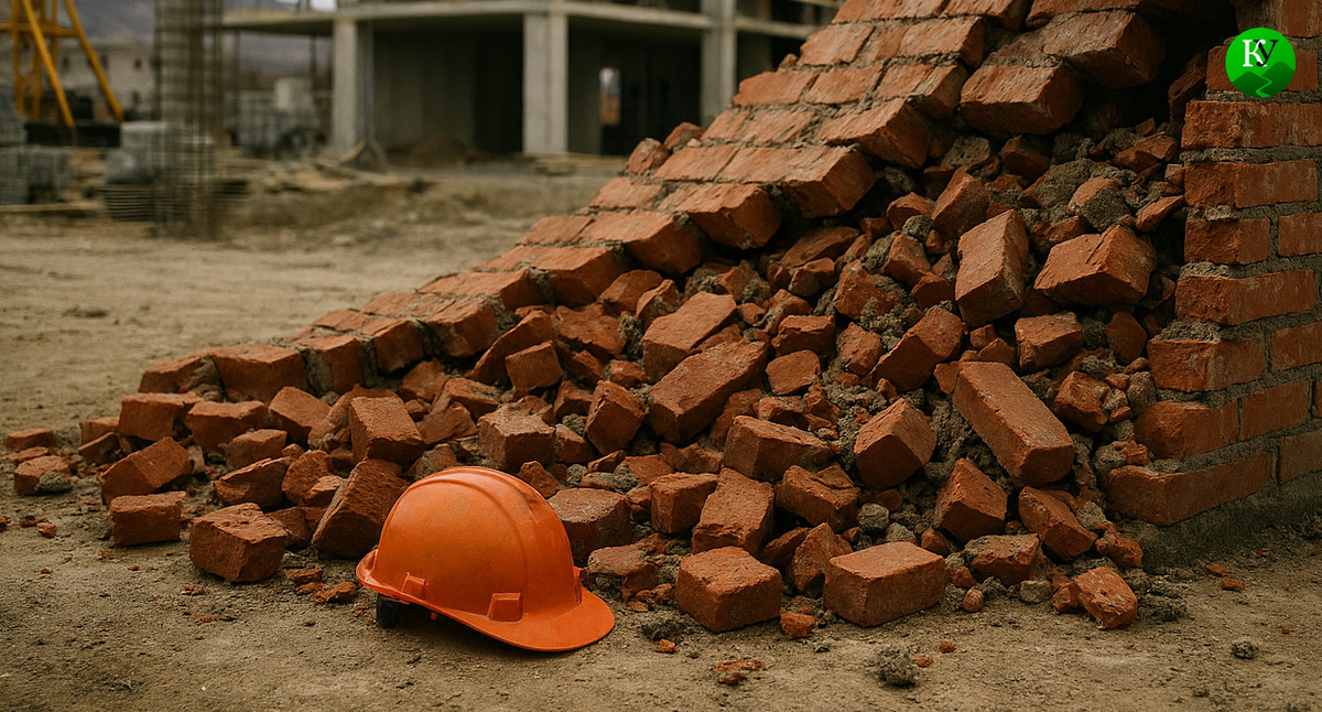 Обвал стены. Иллюстрация создана "Кавказским узлом" с помощью ИИ в программе Copilot