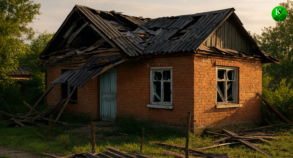 Поврежденный дом. Иллюстрация создана "Кавказским узлом" с помощью ИИ в программе Copilot