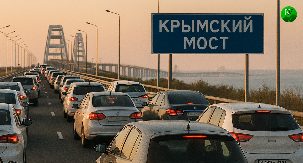 Пробка на Крымском мосту. Иллюстрация создана "Кавказским узлом" с помощью ИИ в программе Copilot