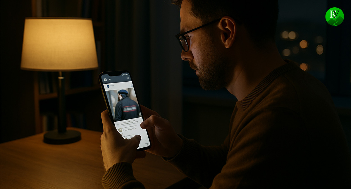 Мужчина оставляет комментарий. 
Иллюстрация создана «Кавказским узлом» с помощью ИИ в программе Copilot