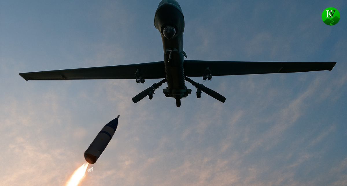 Перехват БПЛА. Иллюстрация создана "Кавказским узлом" с помощью ИИ в программе Copilot