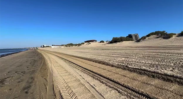 Пляж в Краснодарском крае. Скриншот видео: оперативный штаб, Краснодарский край