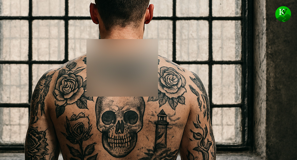 Заключенный в татуировках. Иллюстрация создана "Кавказским узлом" с помощью ИИ в программе Copilot