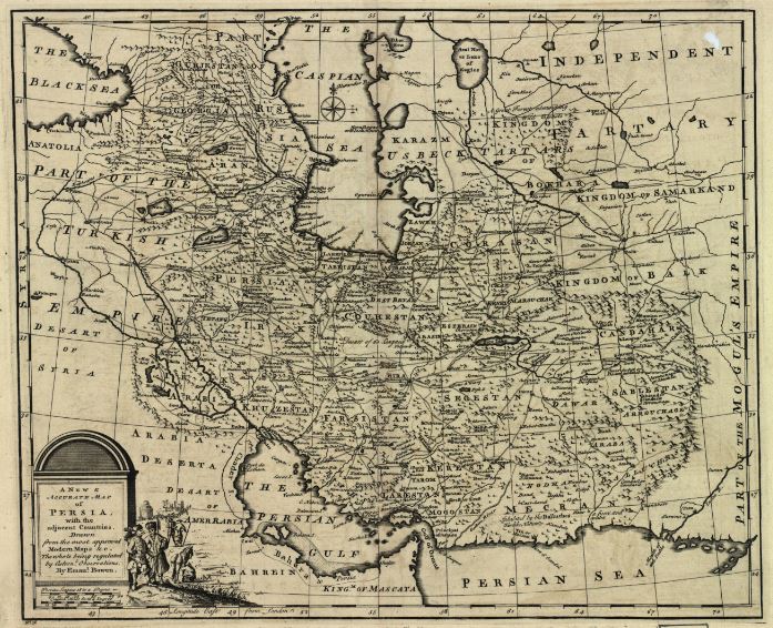 Карта Персии 1747 года. На старинной карте показана территория Персии, включая северные территории с Зангезуром. Карта из Атласа под названием «A Complete System of Geography». Издатель карты – Эмануэль Боуэн, один из самых известных издателей и граверов в Лондоне в 18 веке. Источник: Старая карта Персии XVIII века, https://portulan.ru/maps/asiamapping/middleastmap/staraya-karta-persii-xviii-veka/