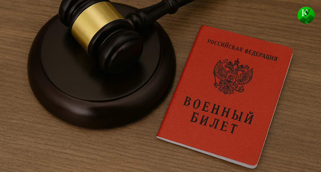 Молоток судьи и военный билет. Иллюстрация создана "Кавказским узлом" с помощью ИИ в программе Copilot