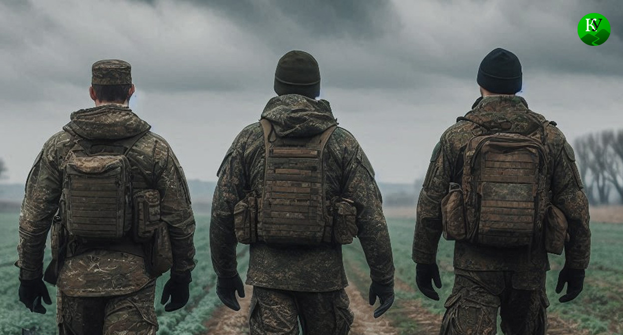 Военные на СВО. Иллюстрация создана «Кавказским узлом» с помощью ИИ в программе Copilot