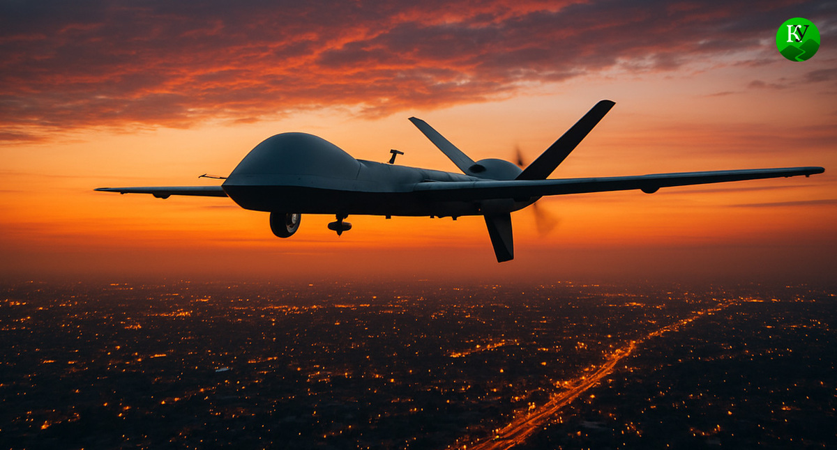 БПЛА в небе. Иллюстрация создана «Кавказским узлом» с помощью ИИ в программе Copilot