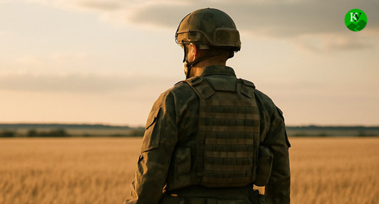 Военнослужащий. Иллюстрация "Кавказского узла" созданная ИИ при помощи программы Copilot