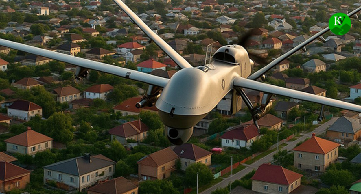 Беспилотник. Иллюстрация "Кавказского узла" созданная ИИ при помощи программы Copilot