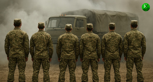 Military personnel in the Northeast Military District. Illustration created by the "Caucasian Knot" using AI in the Copilot program.