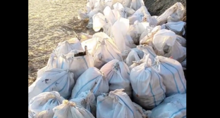 Мешки с мазутом. Стоп-кадр видео штаба "Дельфины" от 20.12.25, https://t.me/shtab_delfin/1642.