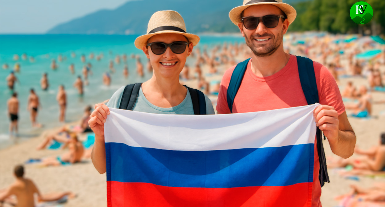 Туристы на пляже. Иллюстрация создана «Кавказским узлом» с помощью ИИ в программе Copilot