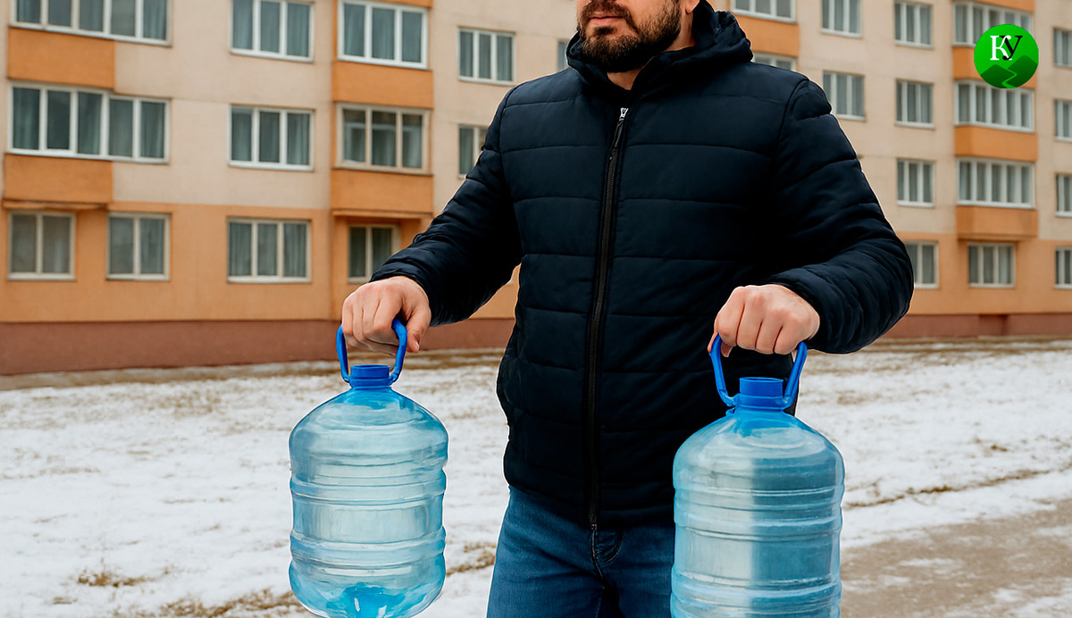 Мужчина несет воду. Иллюстрация создана «Кавказским узлом» с помощью ИИ в программе Copilot