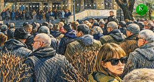 Акция протеста. Иллюстрация "Кавказского узла" созданная ИИ при помощи программы Copilot