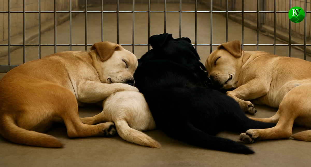 Собаки в приюте. Иллюстрация создана «Кавказским узлом» с помощью ИИ в программе Copilot