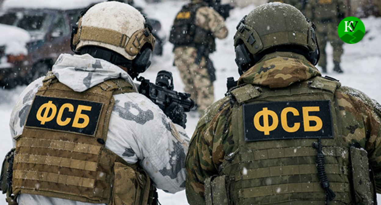 Сотрудники ФСБ. Иллюстрация создана "Кавказским узлом" с помощью ИИ в программе Copilot
